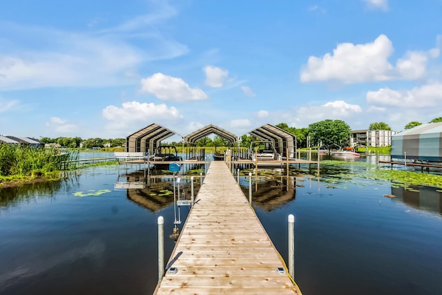 dock area featuring a water view