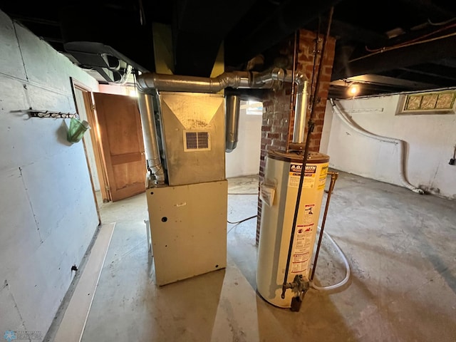 utilities featuring heating unit and gas water heater