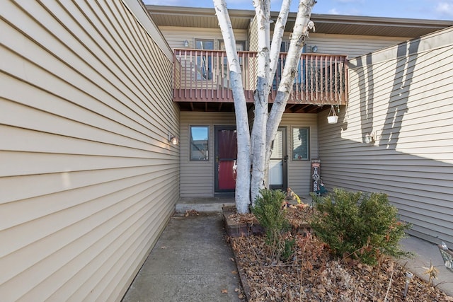 doorway to property with a balcony