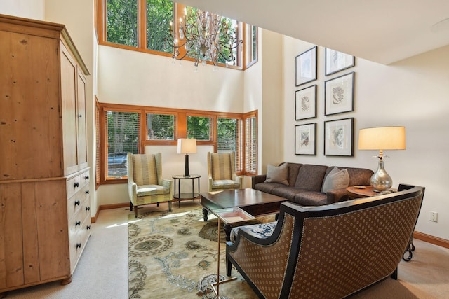 5006 Sheridan Ave S, Minneapolis, MN 55410 - carpeted living room featuring plenty of natural light, baseboards, and a high ceiling