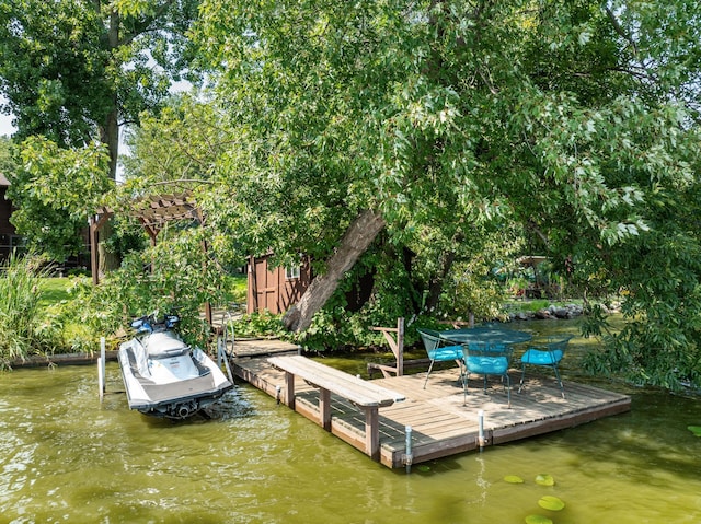 view of dock featuring a water view