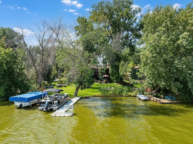 view of dock featuring a water view