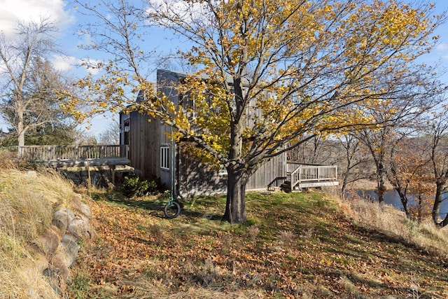 view of yard with a deck