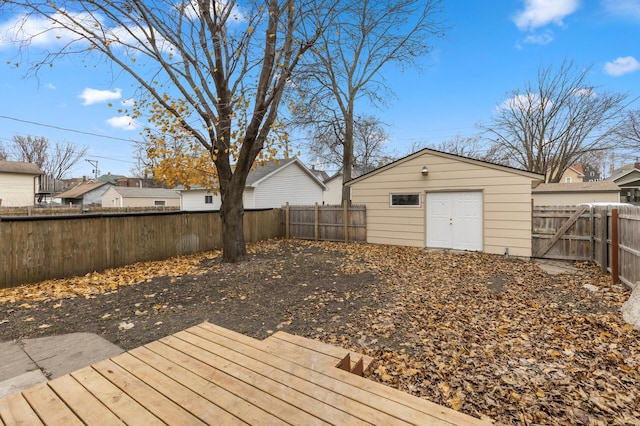 deck with an outbuilding