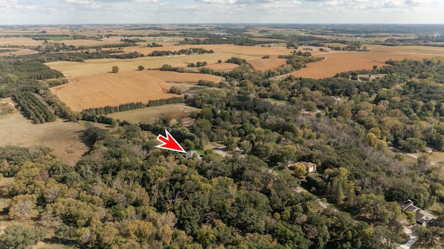 birds eye view of property featuring a rural view