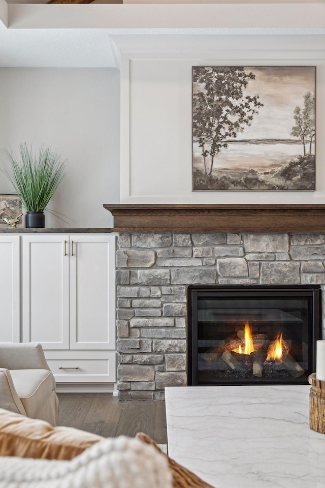 14320 47th St N, Stillwater, MN 55082 - detailed view of a fireplace and wood finished floors