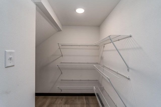 walk in closet featuring wood finished floors