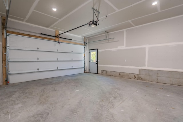 garage with a garage door opener