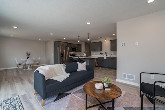 3104 Scotch Ln, Mankato, MN 56001 - living area featuring light wood finished floors, baseboards, and recessed lighting