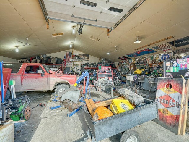 garage with a garage door opener