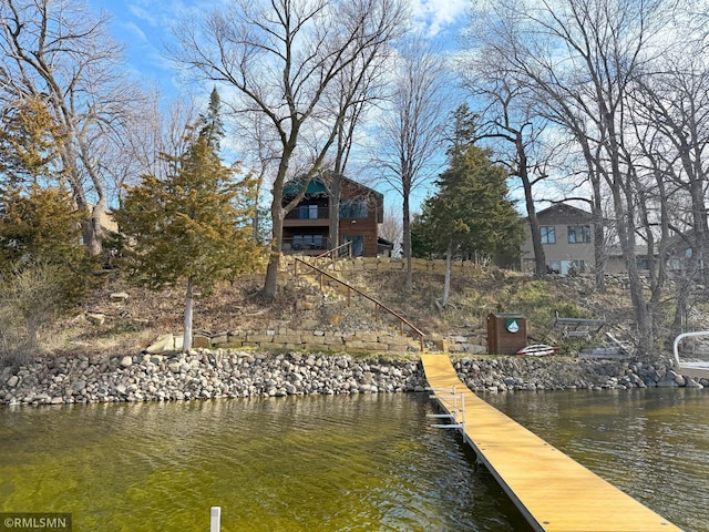 view of dock featuring a water view