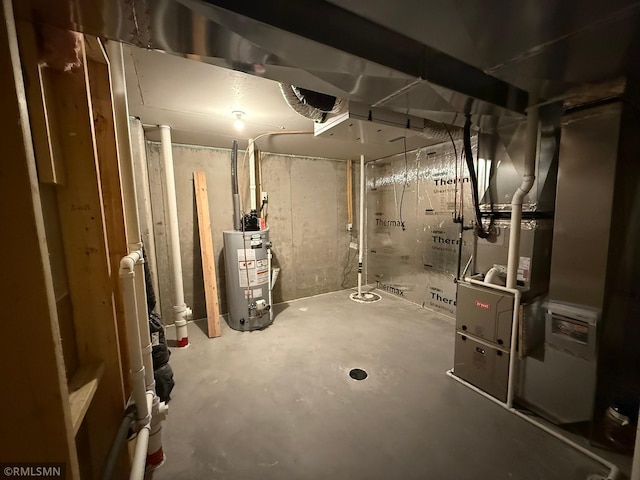 basement featuring gas water heater