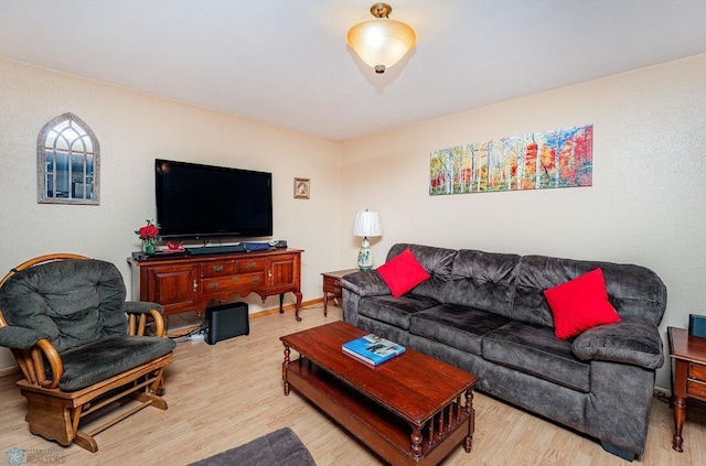 living room with light hardwood / wood-style floors