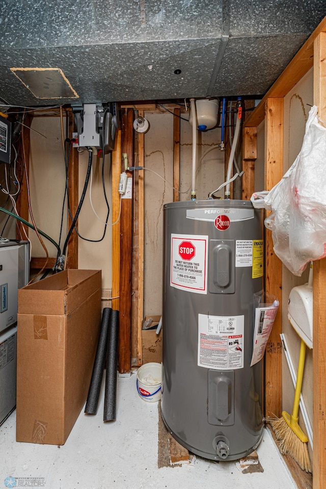 utility room with water heater