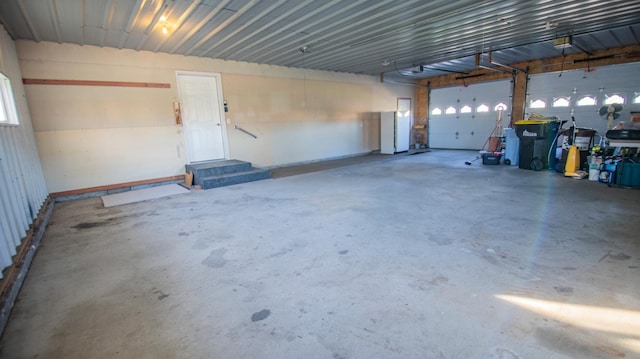 garage with a garage door opener