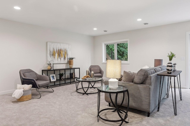 living room with light carpet