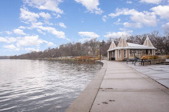 view of dock featuring a water view