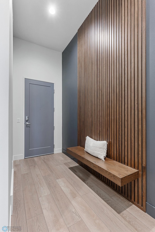 mudroom featuring light wood-type flooring