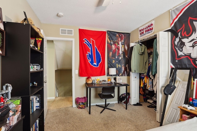 interior space with a textured ceiling