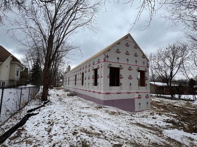 view of snow covered exterior