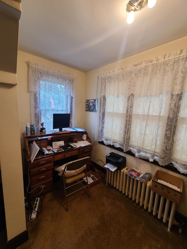 office featuring dark colored carpet