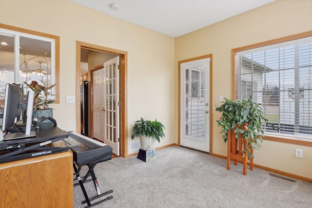 view of carpeted office