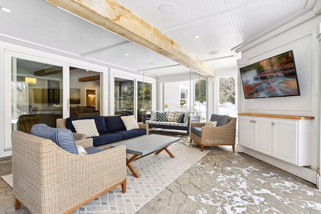 21360 Christmas Ln, Shorewood, MN 55331 - sunroom / solarium with beamed ceiling