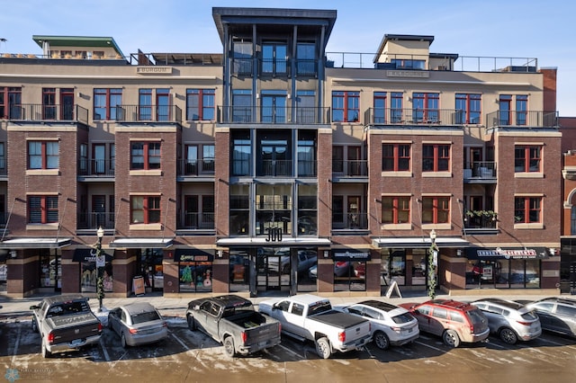 view of building exterior featuring a water view