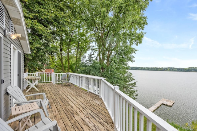 deck with a water view