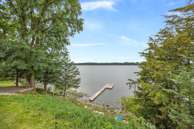 property view of water featuring a dock