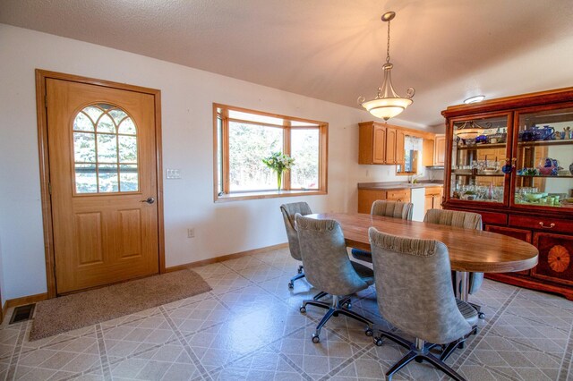 dining space with sink