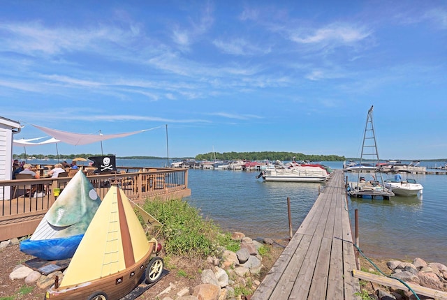 dock area featuring a water view