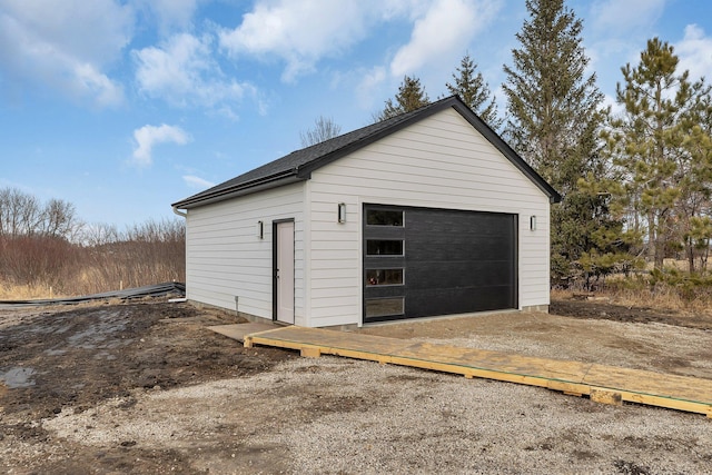 view of detached garage