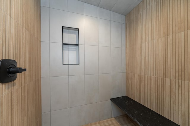 bathroom featuring walk in shower