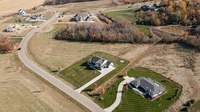 drone / aerial view with a rural view