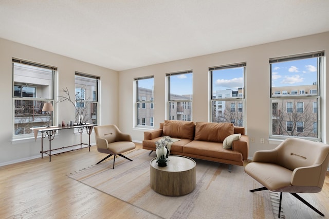 living room with light wood-type flooring