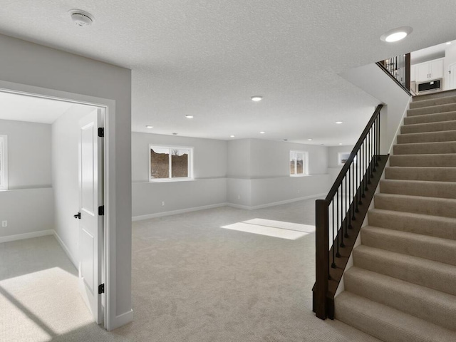 basement with light carpet