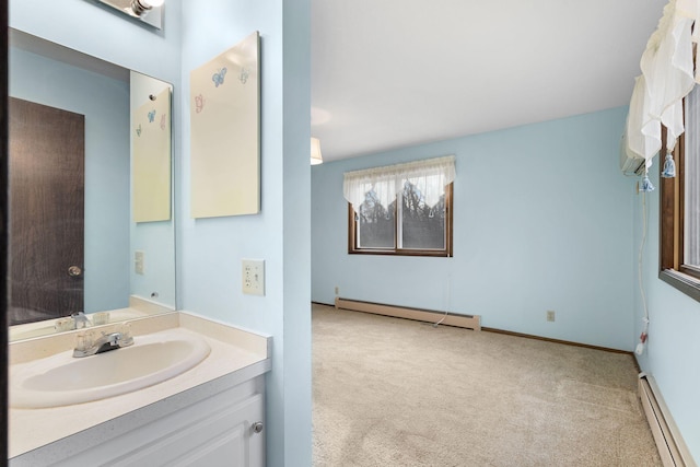 bathroom featuring vanity and a baseboard radiator