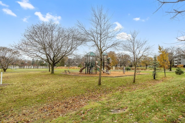 view of yard with a playground