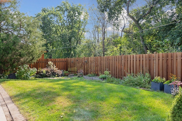 view of yard featuring a fenced backyard