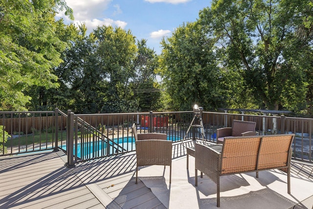 view of pool featuring a fenced in pool, a patio, and fence