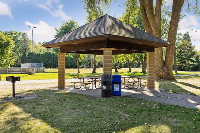 view of home's community featuring a gazebo and a lawn