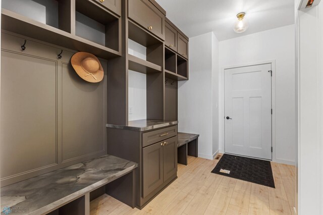 mudroom featuring light hardwood / wood-style flooring