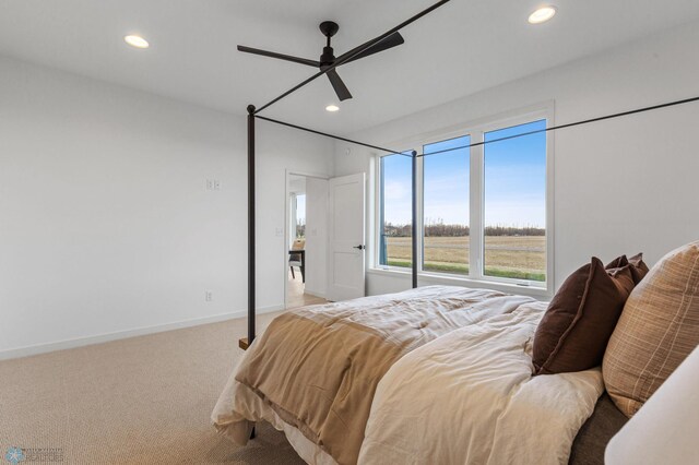 bedroom with carpet floors and ceiling fan