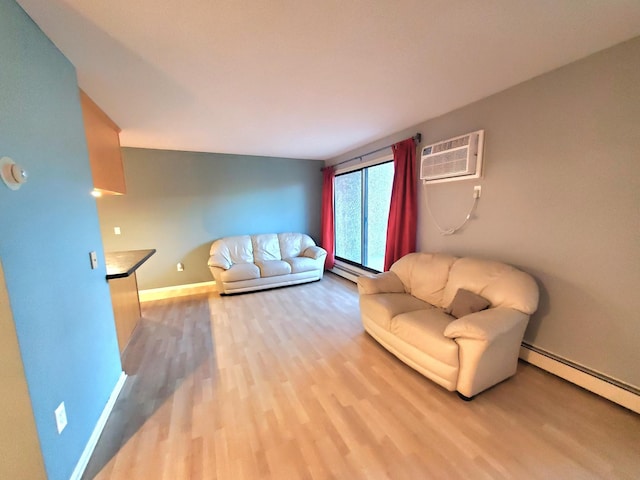 4110 Rahn Rd Unit 215, Eagan, MN 55122 - living room with a wall mounted AC, light wood finished floors, and a baseboard heating unit