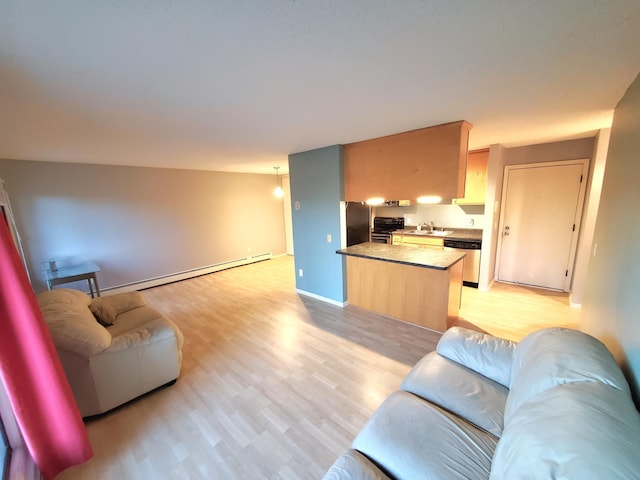 4110 Rahn Rd Unit 215, Eagan, MN 55122 - living area featuring baseboard heating and light wood-style flooring