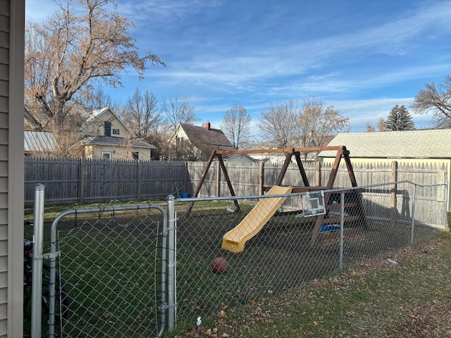 view of playground featuring a yard