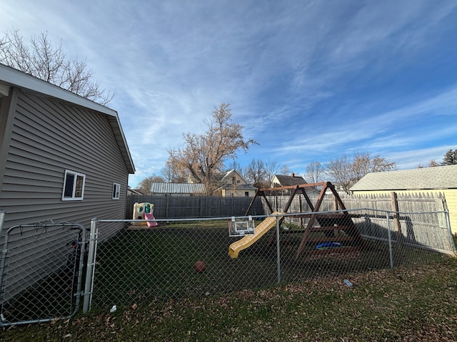 view of yard with a playground