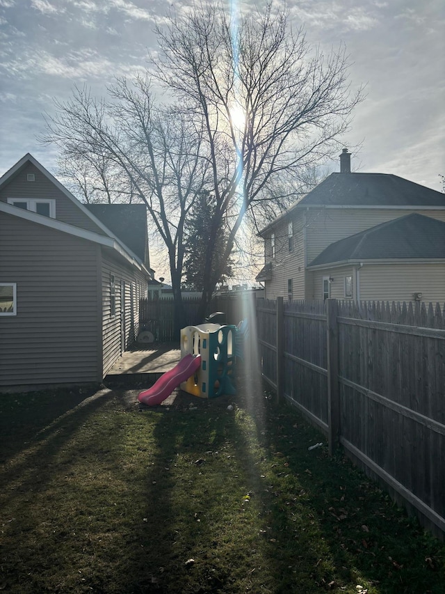 view of yard with a playground