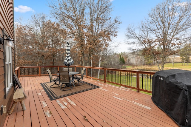 wooden terrace with grilling area